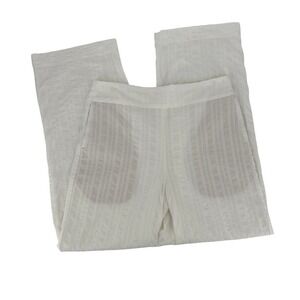 Uniqlo Hana Tajima White Seersucker Wide Leg Pull‎ On Pants M